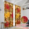 2pcs,2D plane printing Popular Curtains Autumn Leaves Plaid Pattern Versatile 100% Polyester (without rod) Outdoor Decorations