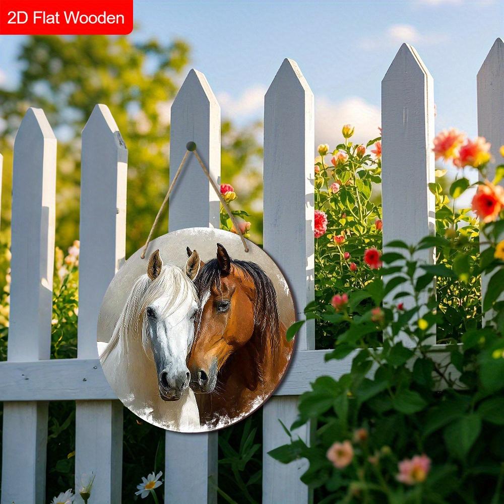 Rustic Wooden Sign with Horse Pattern - Unique Wall Pediments - Ideal for Front Door, Yard, Wall Decor