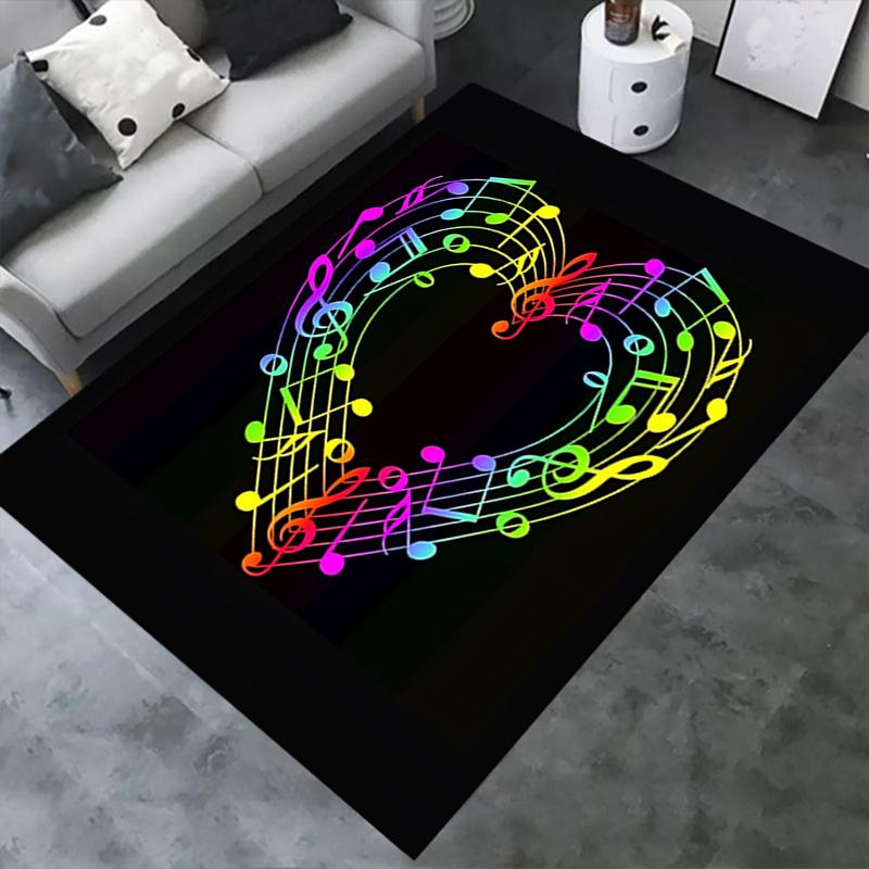 Rainbow Musical Notes Chair Mat Office Carpet, Oversized Rug for Home Decor, Sofa Mat, Desk Pad, Gift Idea for Any Room