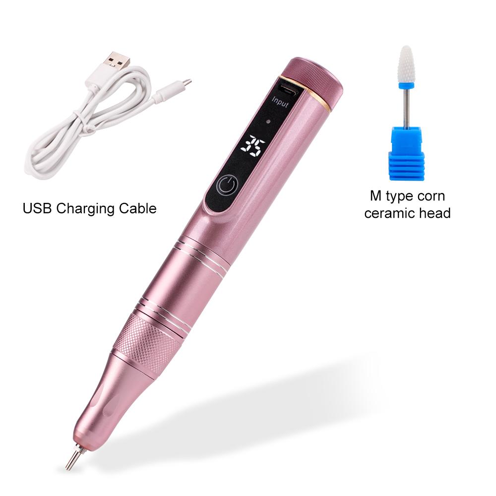 

BEPAN Nail Pen Drill Machine Cordless Mini 35000RPM Nail Drill Portable Set Lightweight USB Cable Speed Handpiece USB рожевий
