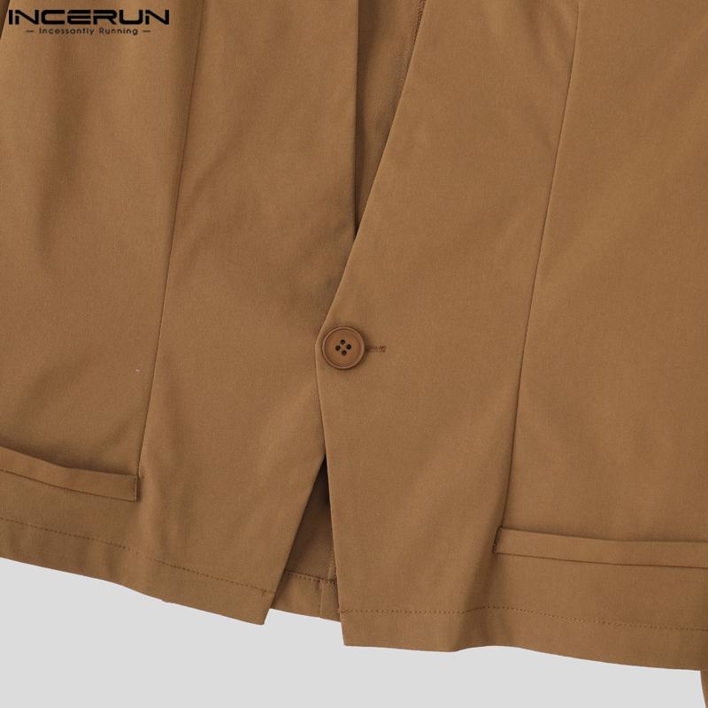 INCERUN Men Outfits Long Sleeve Cropped Tops and Long Pants Casual Party Sets