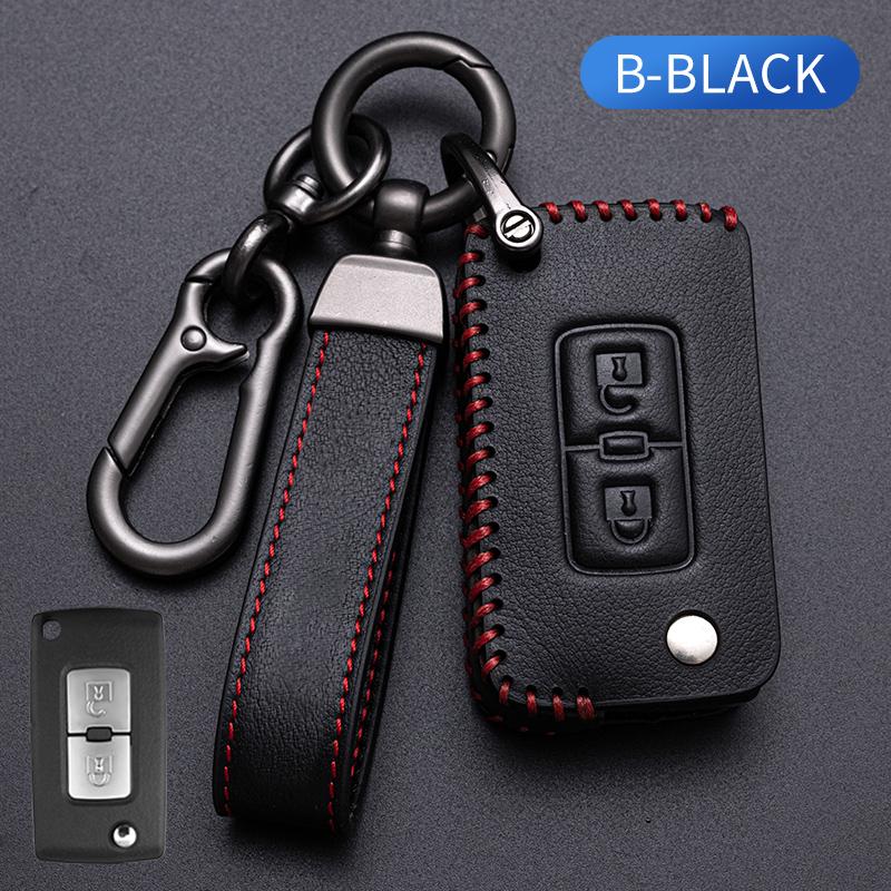 

New Leather Car Key Remote Cover Case For Mitsubishi Lancer10 Outlander 3 Pajero Sport Original Key Replacement Auto Accessories For Citroen