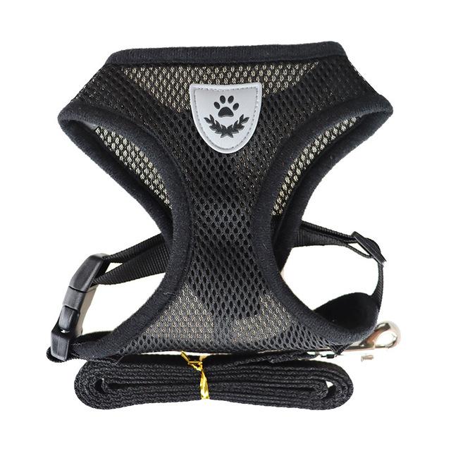 Breathable Mesh Pet Harness Leash Set with Reflective Straps for Chihuahua York Bulldog Adjustable Dog Chest Strap Walking Leash