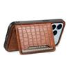 For iPhone 17 Pro Case Card Holder Kickstand Crocodile Texture Leather Back Phone Cover