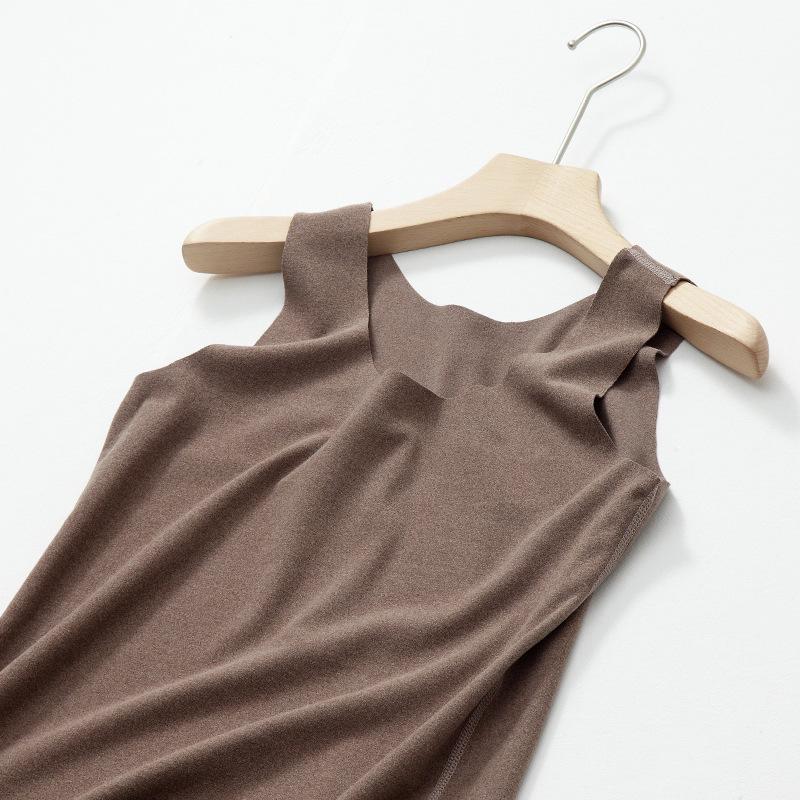 Plus Size Women's Seamless Slim Fit Warm Vest - Brushed Fabric for Autumn & Winter, High Elasticity Base Layer Top