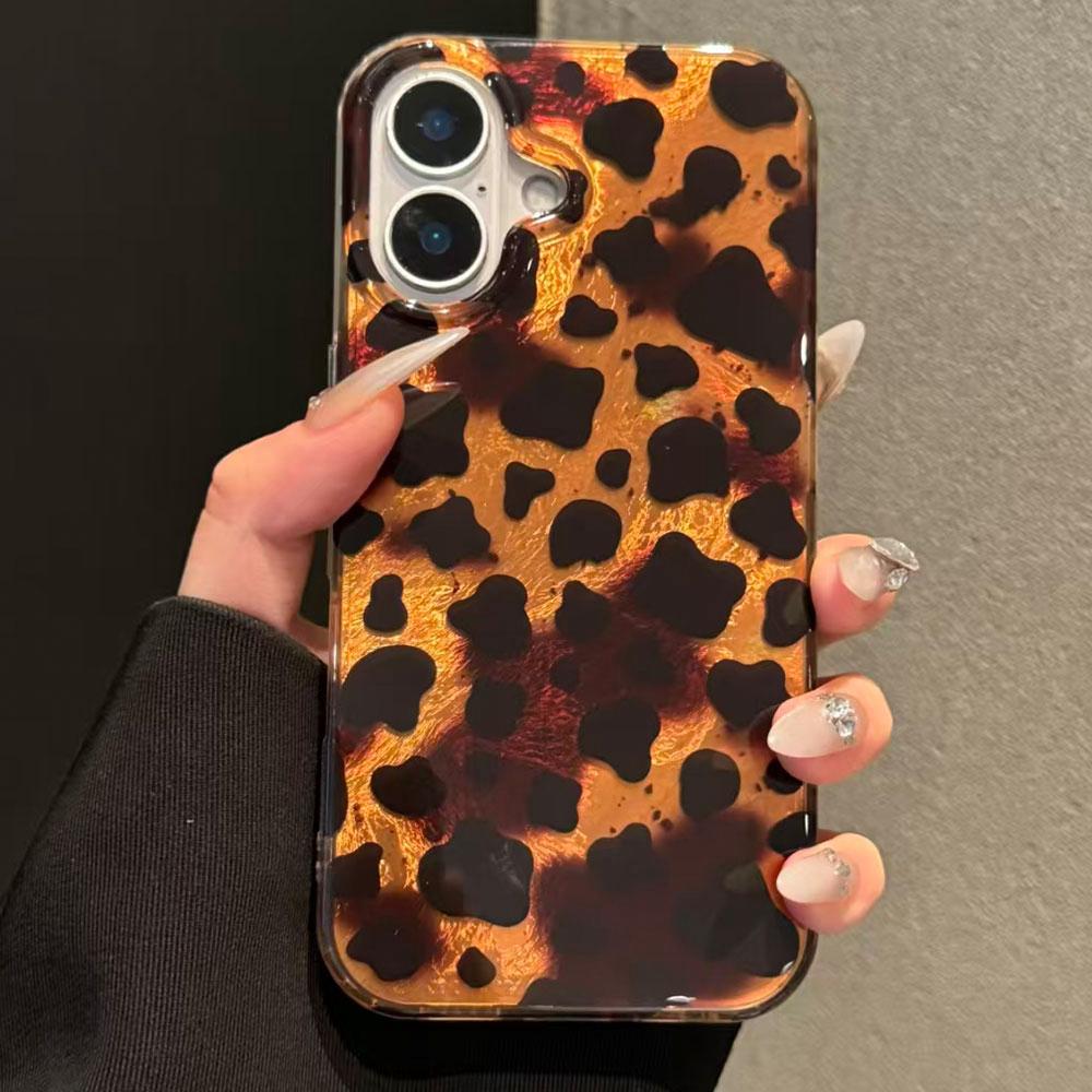 Fashion Gold Leopard INS Print Women Gilrs Phone Case for Samsung Galaxy S25 S24 S23 S22 S21 S20 FE Plus Ultra Silicone Cover
