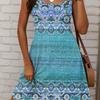 Summer New Women's Dress Retro Colorful Creative Pattern 3D Printing Loose Casual Vacation Round Neck Sleeveless Vest Dress