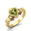 Irish Claddagh 6mm Heart Peridot 925 Sterling Silver Gold Vermeil Solitaire Women Promise Ring