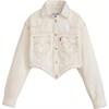 Colaboração Levis X Andersson Bell Outono/Inverno 2024 Bainha Triangular Minimalista Casual Manga Longa Jaqueta Jeans Feminina Jaquetas Branco 000E4-0000