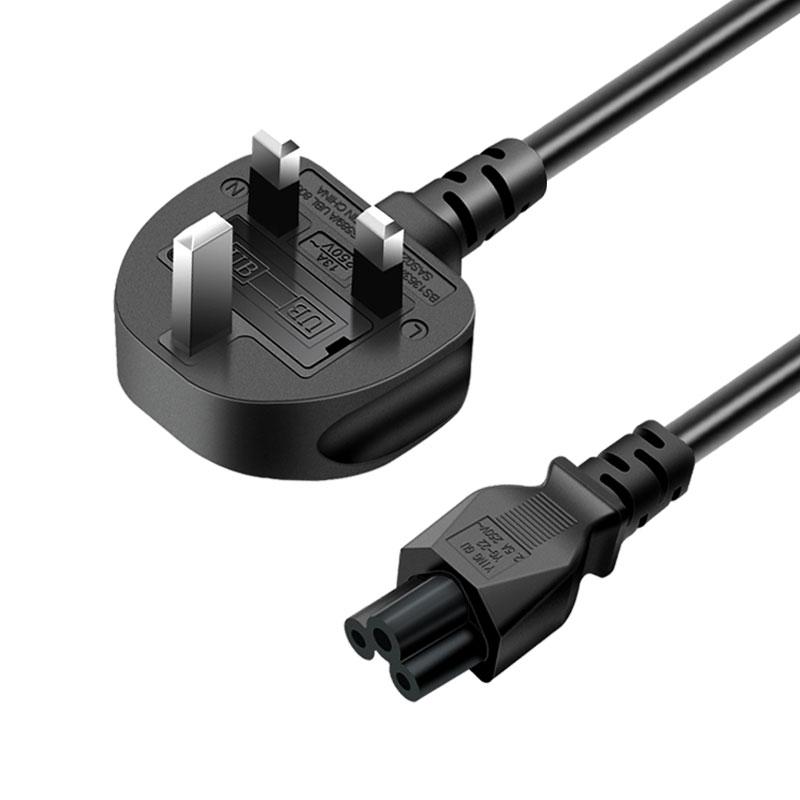 Copper Clad Aluminum 1m/1.5m/1.8m/3m/3ft/4ft/5ft/7ft/10ft Customization Uk 3pin C5 Power Cable Cords for Laptop