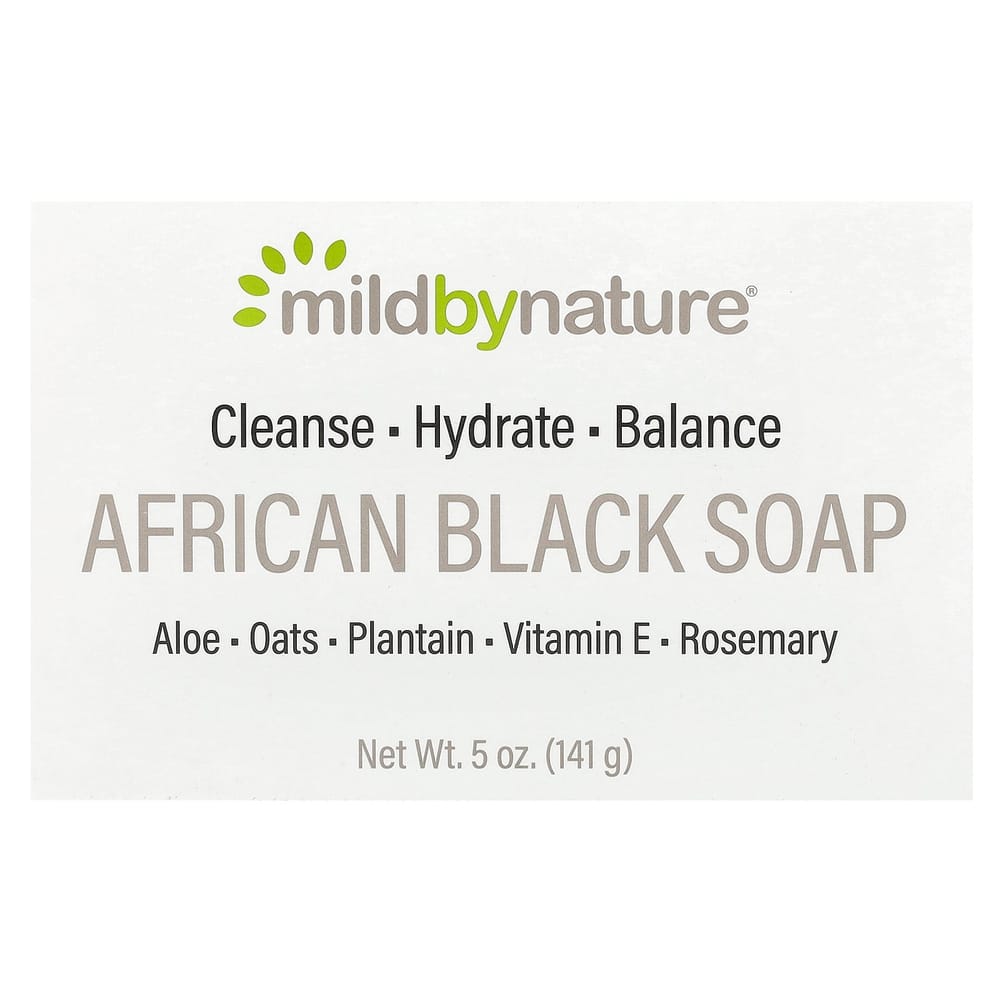 Mild By Nature African Black Soap Bar with Oats & Plantain, 141g (5oz)
