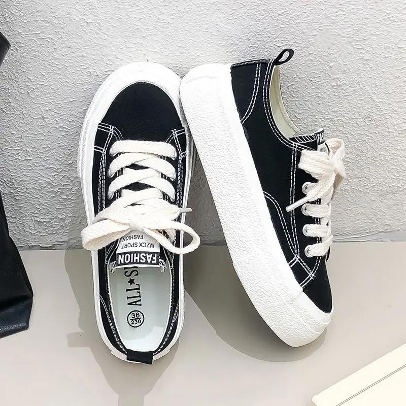 Fashion High on Platform Women's Canvas Shoes Comfortable and Elegant Korean Daily Routine Quality Y2k Fashion Walking Ladies Footwear