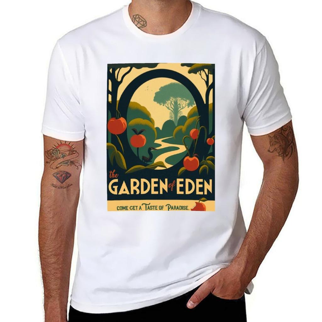 The Garden of Eden Vintage Travel Poster TShirt Light Athletic Short Sleeve Tee Shirt