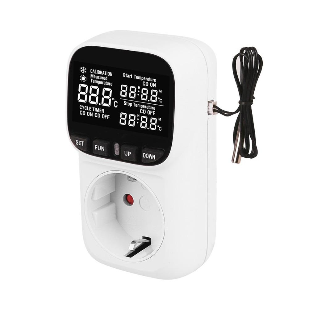 Temperature Controller Socket 230 V Digital with Sensor for Heating Cooling Devices and Temperature Regulation