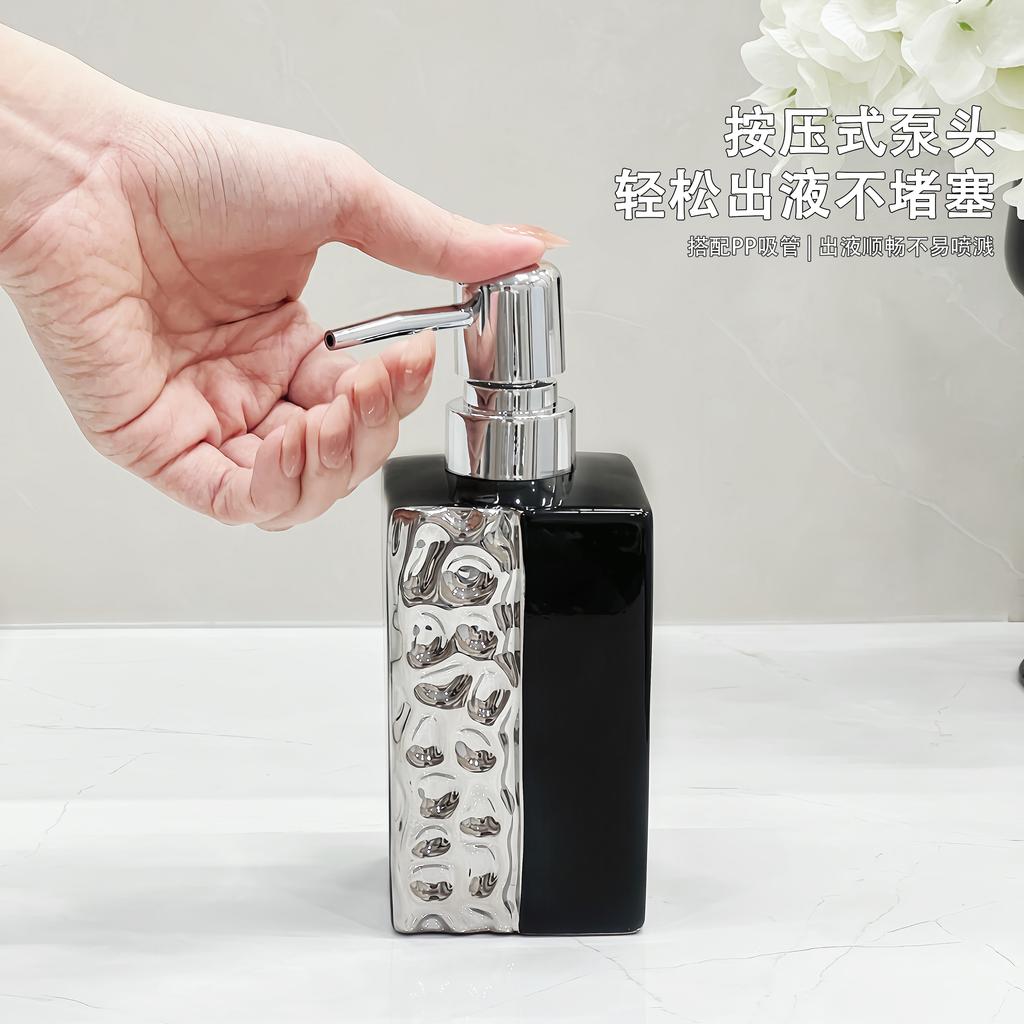 Shampoo Bath Gel Bottle Ceramics Soap and Gel Dispenser Bottle Creative Golden Sliver Empty Shampoo Bottle Bathroom Accessorie