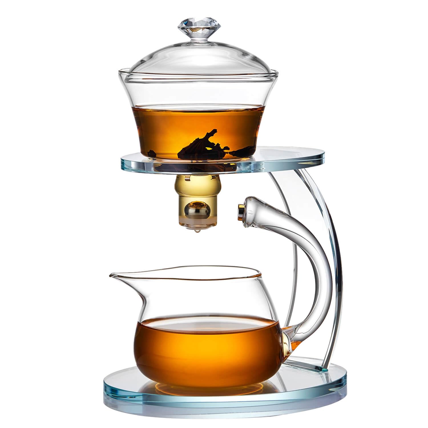 

Pokaro Tea Tea Dripper Tea Maker Heat-Resistant Glass Teapot Transparent Brew Tea Maker Semi-Automatic Extraction with Magnetic Filter Clear Tea Serve