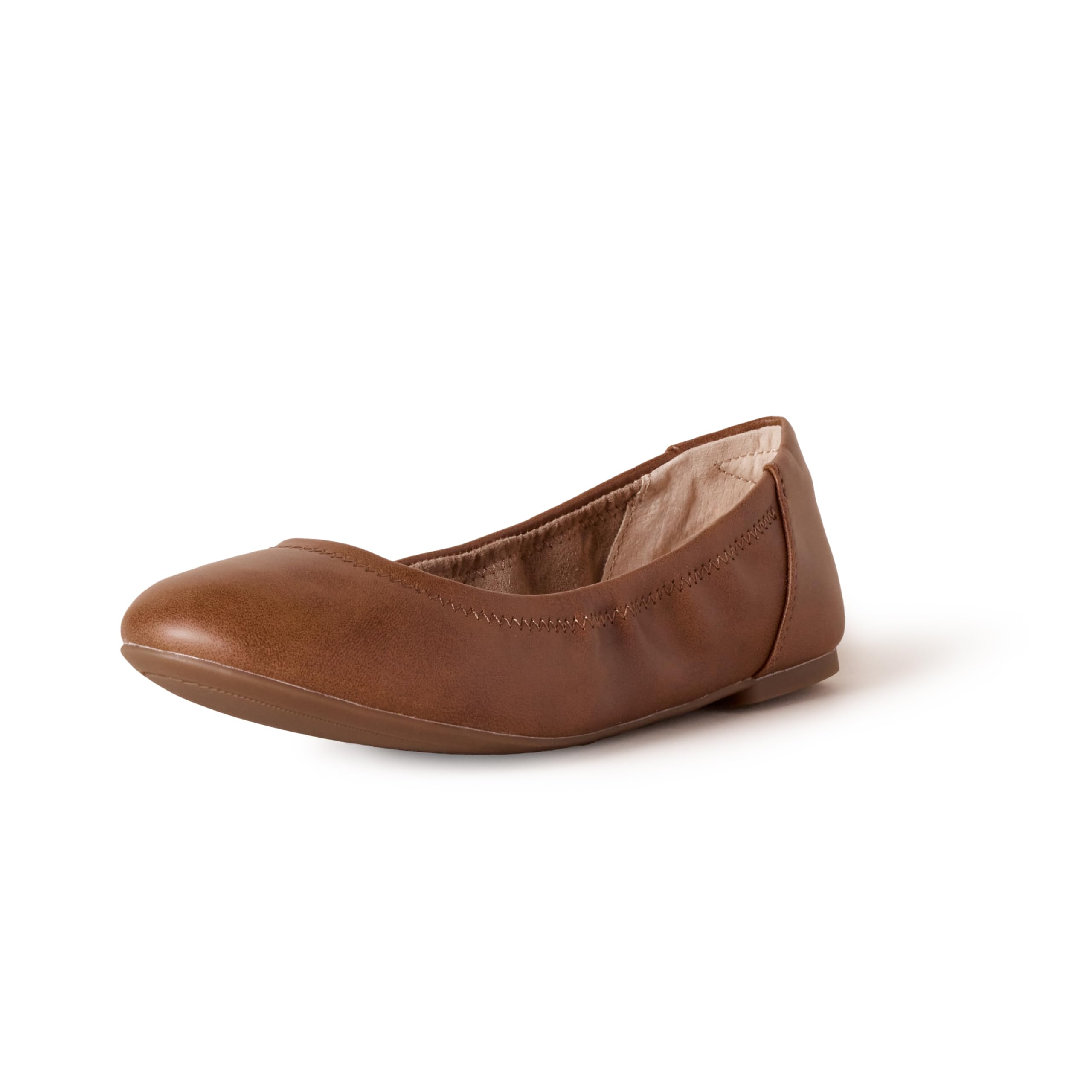 Amazon Essentials Women s Slip-On Ballet Flats, Chestnut Brown, Synthetic Leather, 24.0 cm Wide