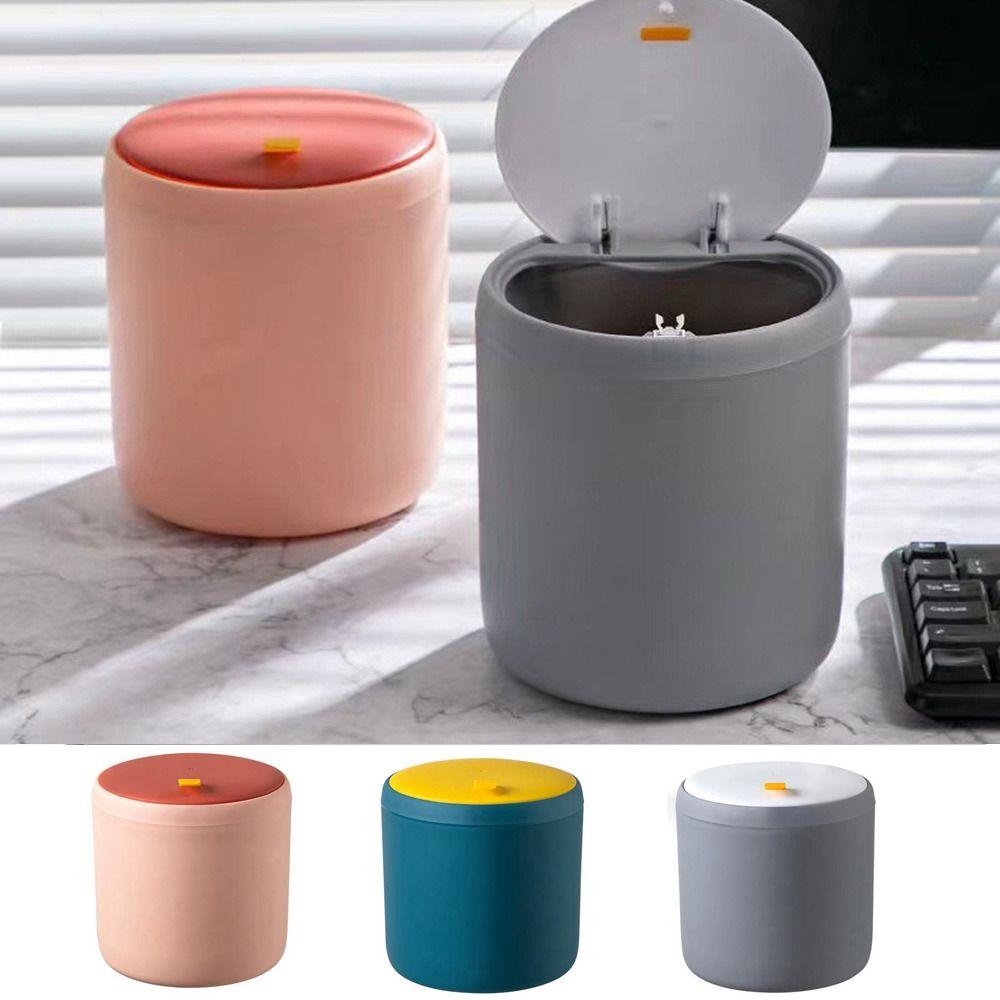 With Lid Waste Bin Plastic Garbage Basket Large Capacity Press-Type Trash Can  Desktop/Tabletop