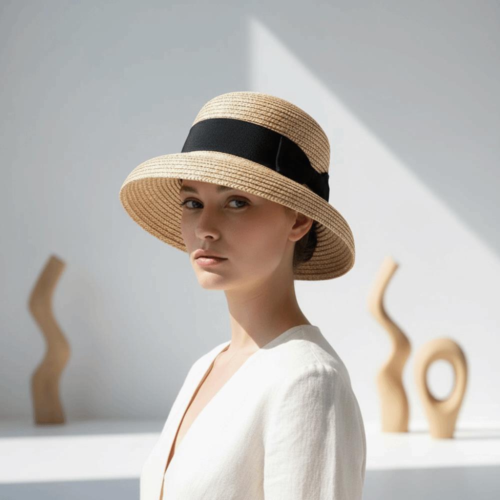 High-Density Weave Wheat Straw Cloche Breathable Round Top Straw Topper Sophisticated Travelers