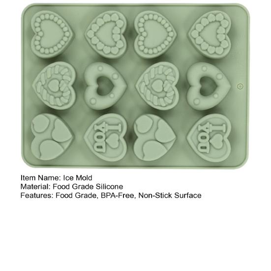 Eiswürfelform Silikon Lebensmittelqualität BPA-frei Flexibel Antihaft-Süßigkeiten Schokolade Kekse Form 9 Fächer Herz Muster Backform