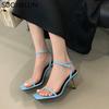 Fashion SUOJIALUN 2025 Summer New Brand Women Sandal Shoes Fashion Narrow Band Gladiator Shoes Thin High Heel Outdoor Dress Pumps Slide
