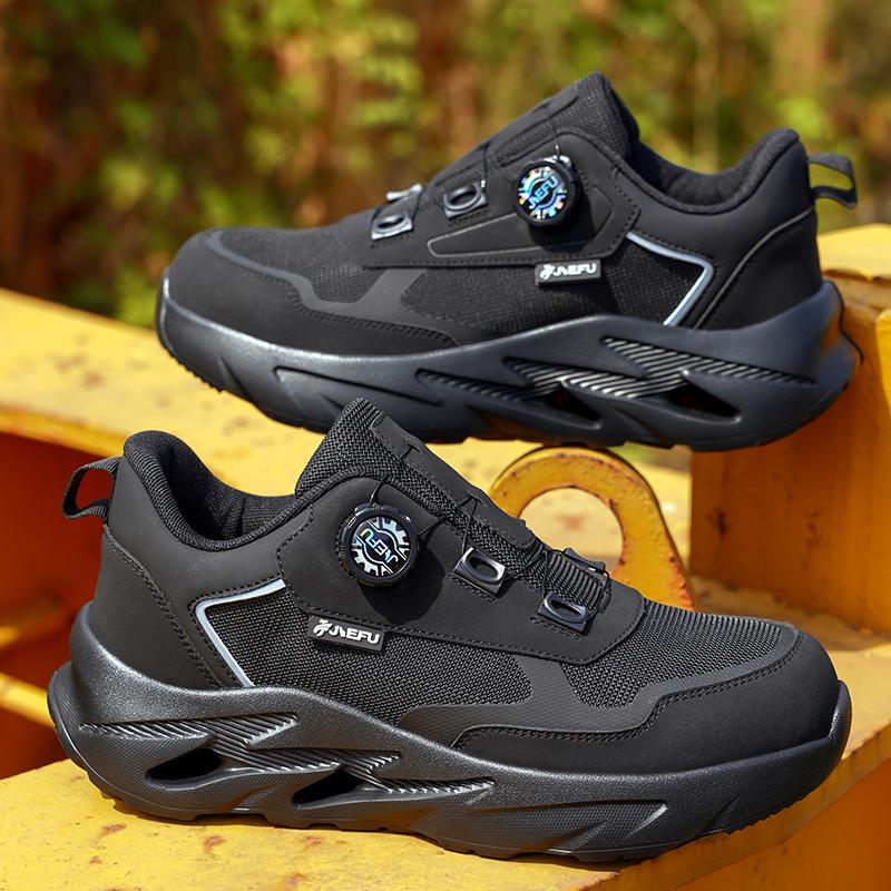 Rotating button Black Work Safety Shoes Anti-smash Anti puncture Work Sneakers Composite toe Protection Shoes Security Boots