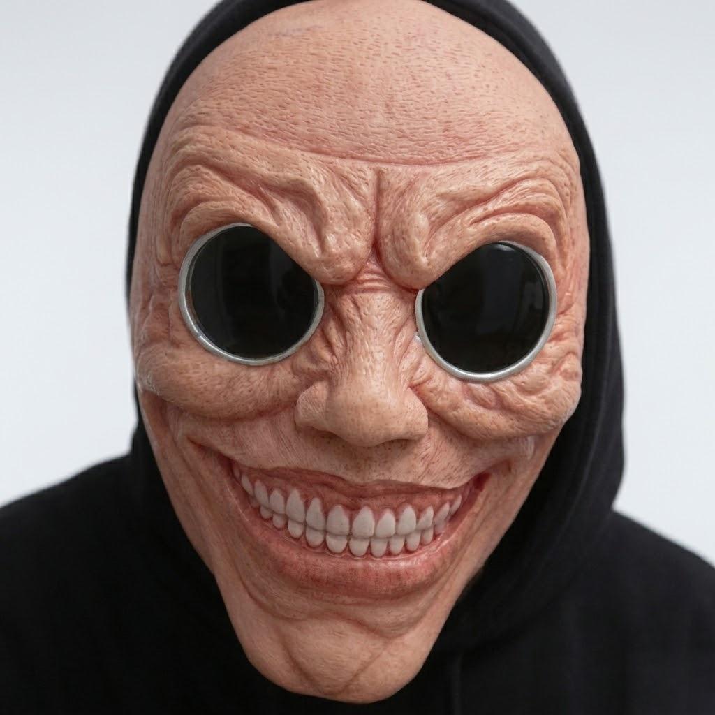 Scary Big Teeth Smile Mask Hollow Eyes Creepy Latex Full Face Mask for Halloween Cosplay Party Props