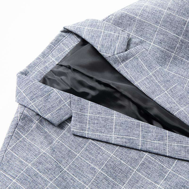 Spring and Autumn Men's Small Suit Fashion Korean Version Plaid Non-ironing Suit Men's Jacket Casual Small Suit Men's