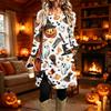 Women's Casual Long Sleeve Printed Round Neck Dress for Everyday Wear