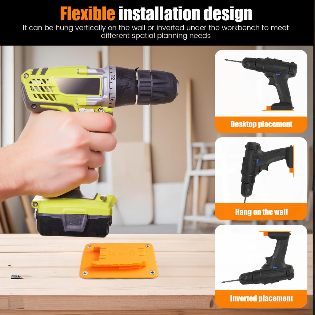 Tool Holders and Battery Mounts for Dewalt 20V and Milwaukee Tools ABS Drill and Battery Storage Rack for Garage, Workshop