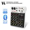 Interface de Áudio Mixer V4 com Bluetooth USB Gravação para Computador Alimentação Phantom 48V Efeitos de Delay Replay, Mixer de Áudio de 4 Canais