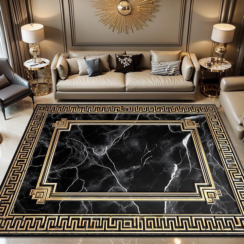 Black Gold Marble Carpet for Living Room Decorations Sofa Table Large Area Rugs Bedroom Home Luxury Floor Mat Anti-slip Doormat