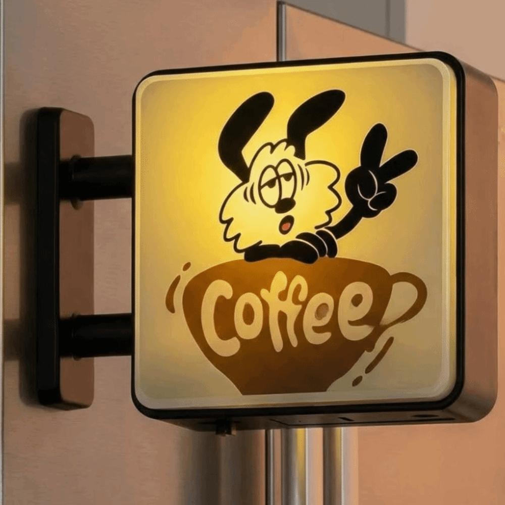 Creative Atmosphere Coffee Corner Light Sign Retro Style Magnetic Glowing Fridge Magnet Miniature Pegboard Refrigerator Sticker