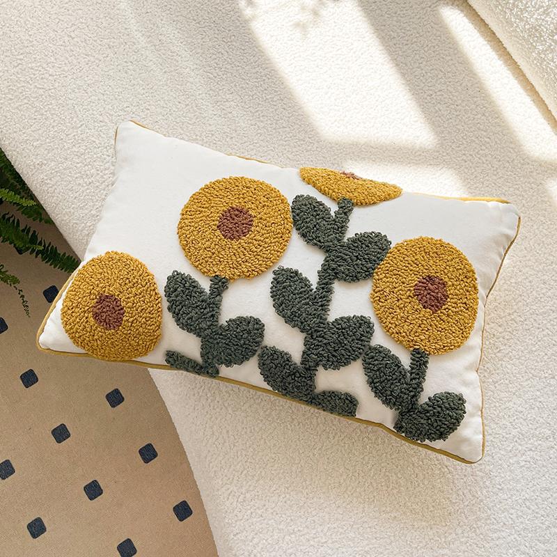 Federa Cuscino Ricamata con Fiori Freschi Stile Nordico per Homestay, Soggiorno, Divano di Casa, Cuscino Decorativo, Copricuscino per Schienale