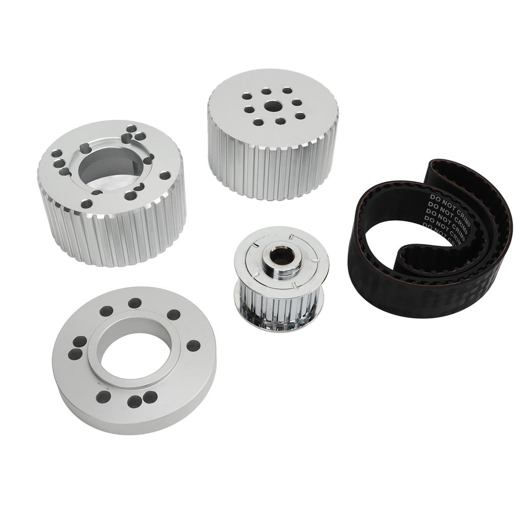 Belt Pulley Kit with 1.5in Width Cogged Belt PC2258 Replacement For Big Block 383 400 413 440 Engine Silver