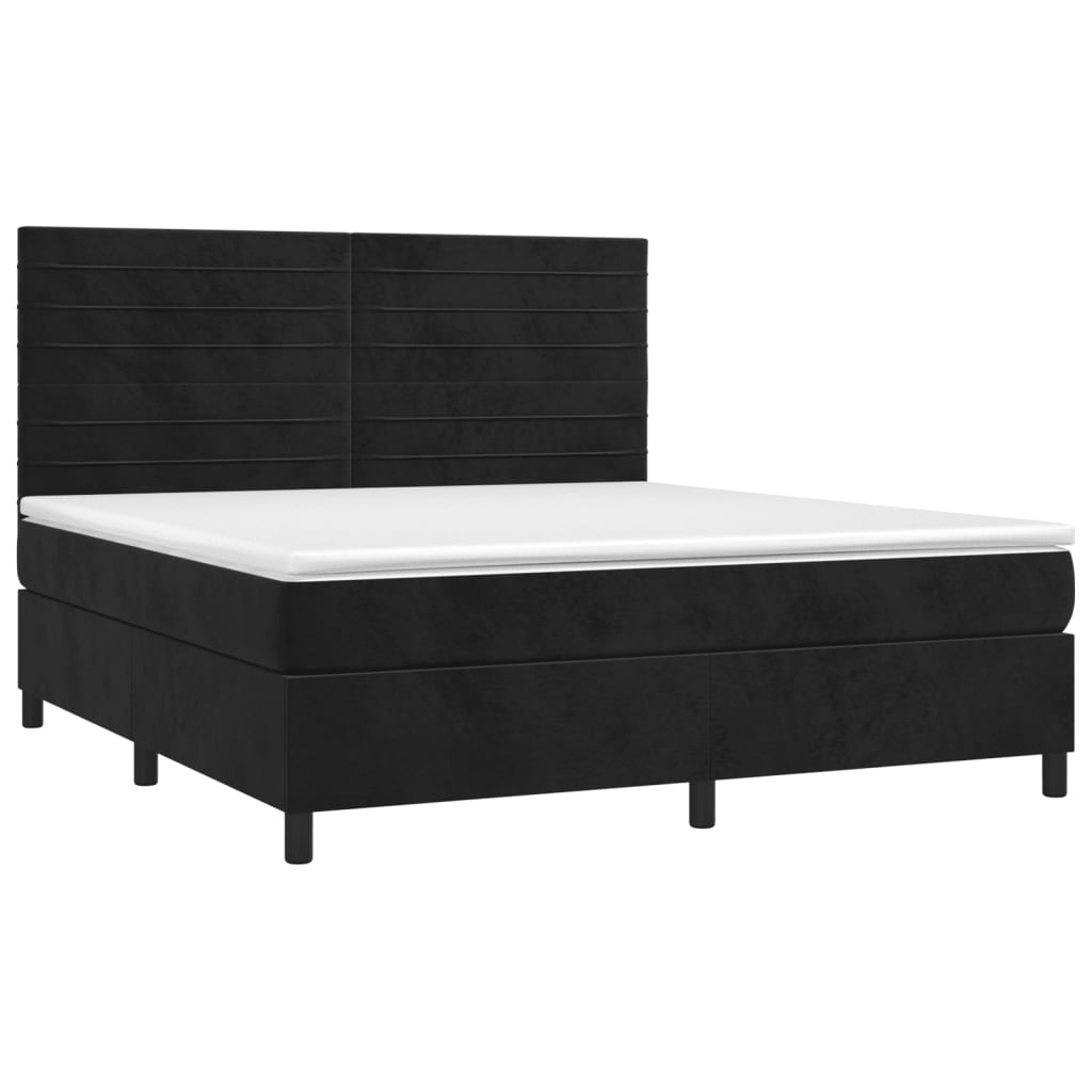 Box Spring Bed with Mattress Black 160 x 200 cm Velvet
