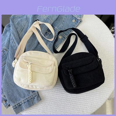 Corduroy Girl Backpack With Strawberry Print For Daily Use And Fashion Trends