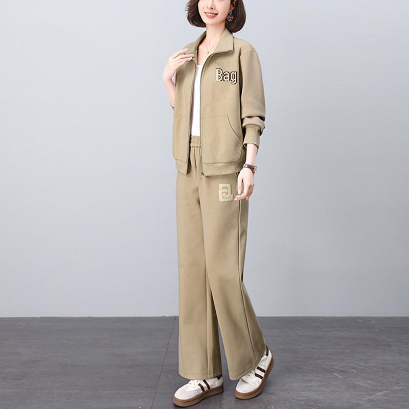 

Women s Plus Size Casual Sportswear: 2025 Spring/Autumn Stand-Collar Two-Piece Set M (100-115 jin)