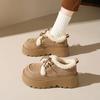 Autumn and winter new fleece thickened lace-up Birkenstocks cotton shoes fashionable small thick-soled heightening snow boots
