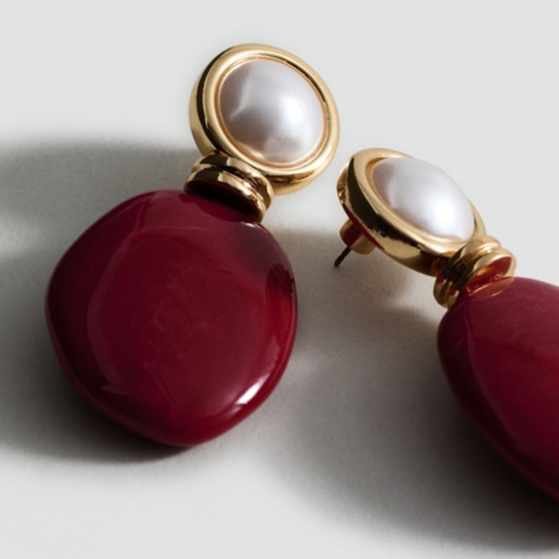 

Mango MANGO WOMAN Earrings LORENA Dark Red 17024123 single type