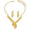 2025 Popular Bridal Jewelry Set, Niche Hollow Metal Leaf Design Necklace Versatile Pendant Earrings Women