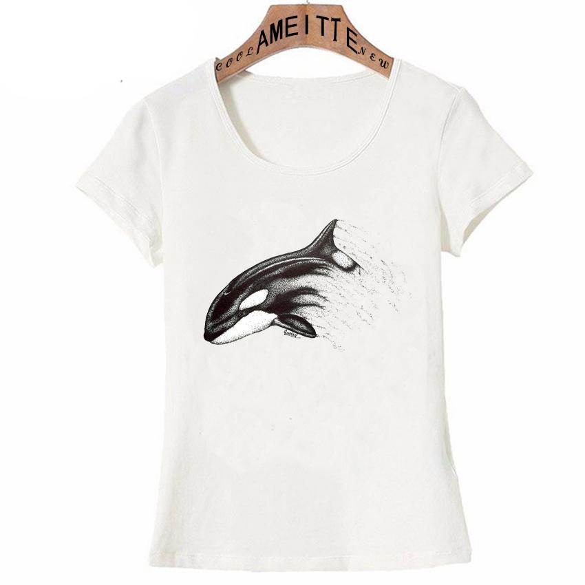 Watercolor The King Orca Print T Shirts Tattoo Art Killer Whale Design T Shirts Funny Summer