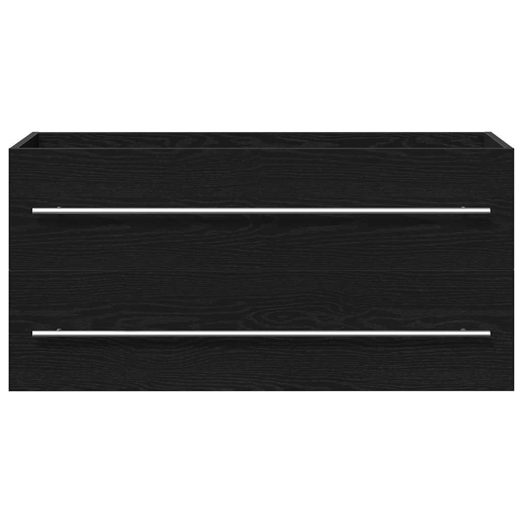 Bathroom Vanity Unit Black Oak Effect 100 X 38.5 X 48 Cm