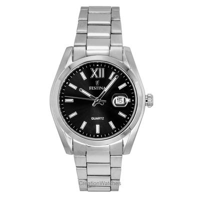 Classic Stainless Steel Black Dial Quartz F20707-6 Men's Watch