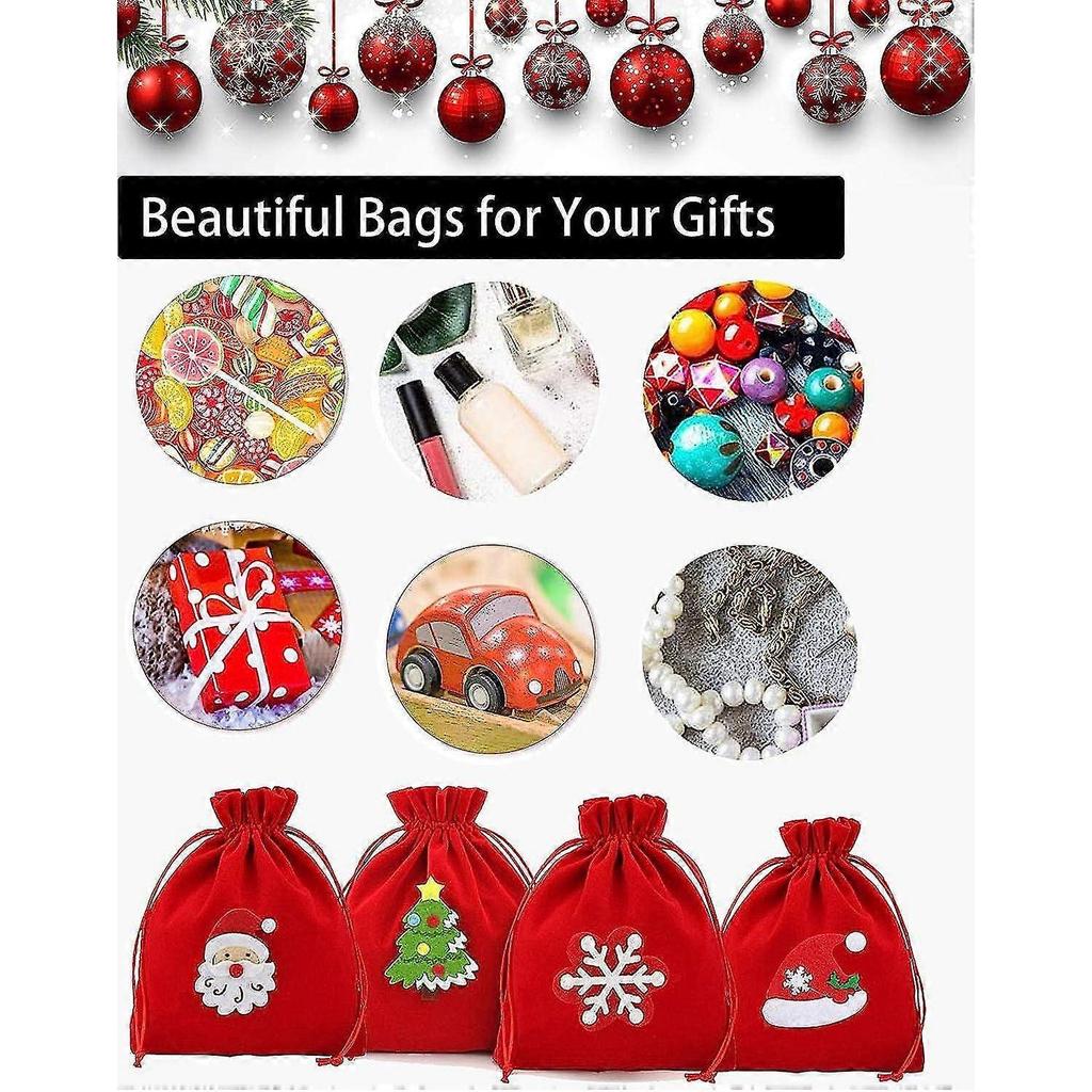 Set of 4 Christmas bags with drawstring