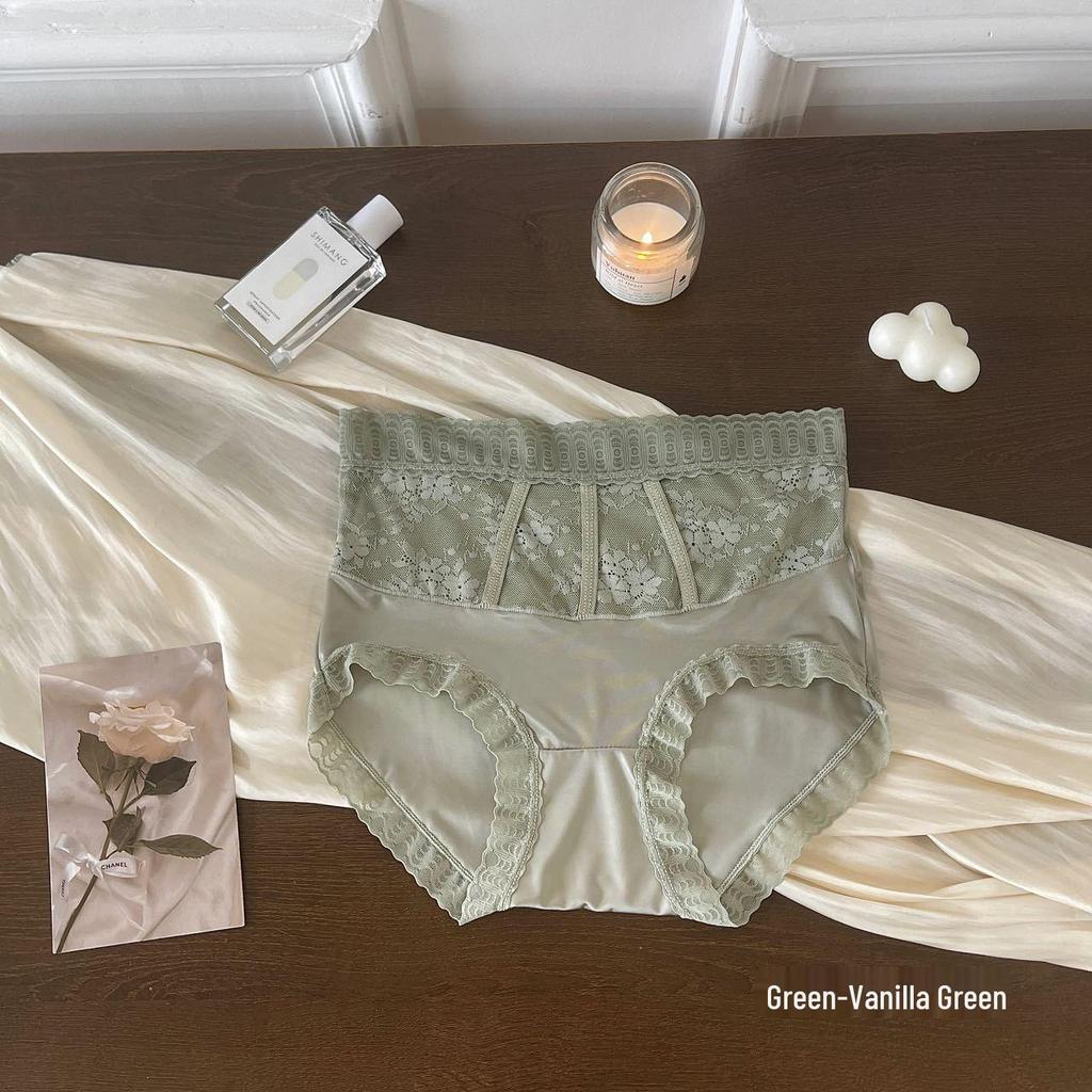 High-Waisted Lace Summer Panties for Women - Plus Size, Breathable Mulberry Silk Crotch, Sexy Thin Style