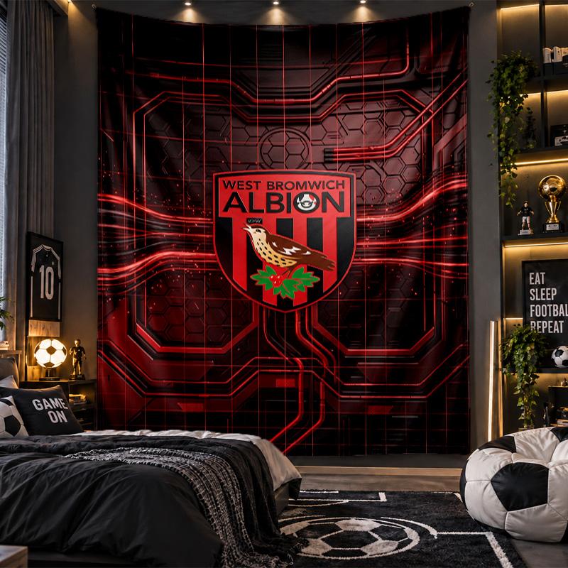 Wall Hanging Tapestry West Bromwich Albion Football Print Cloth for Living Room Bedroom Home Decor