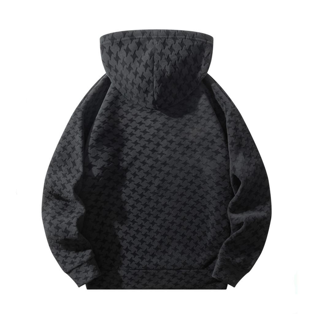 Men's  Fashion  Trendy Half Zipper  Hooded Hood  Pullover  Thickened  Fleece  Texture  Hoodie