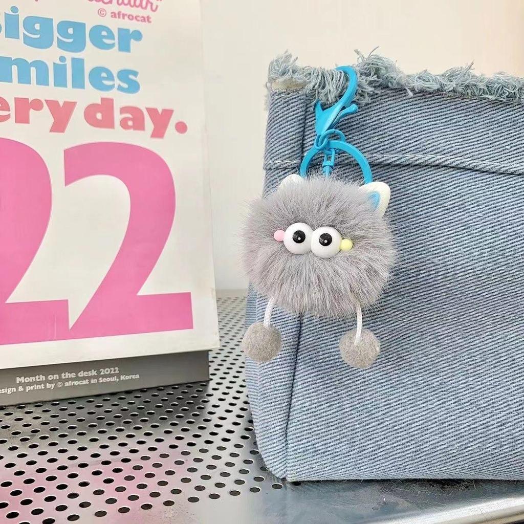 Adorabile Portachiavi Gatto in Pelliccia Sintetica di Vison: Ciondolo Palla Cartone Animato Peluche per Borsa e Auto