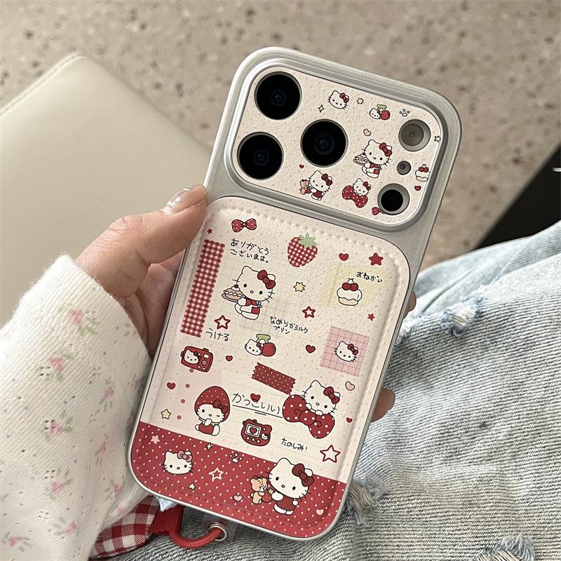 Strawberry Cat Headband Stickers for iPhone 17/16 Pro Max/15/14 Cases